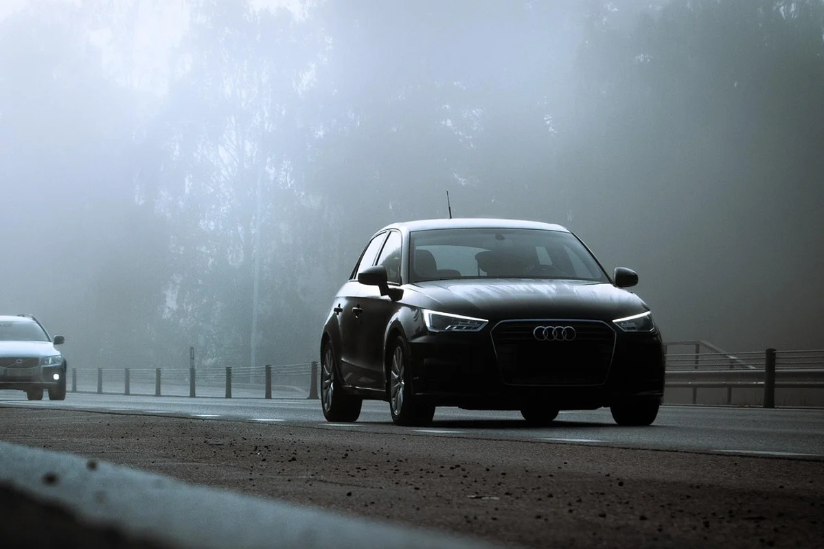 fog, traffic, cars, audi, autumn, spooky, road, foggy, mist
