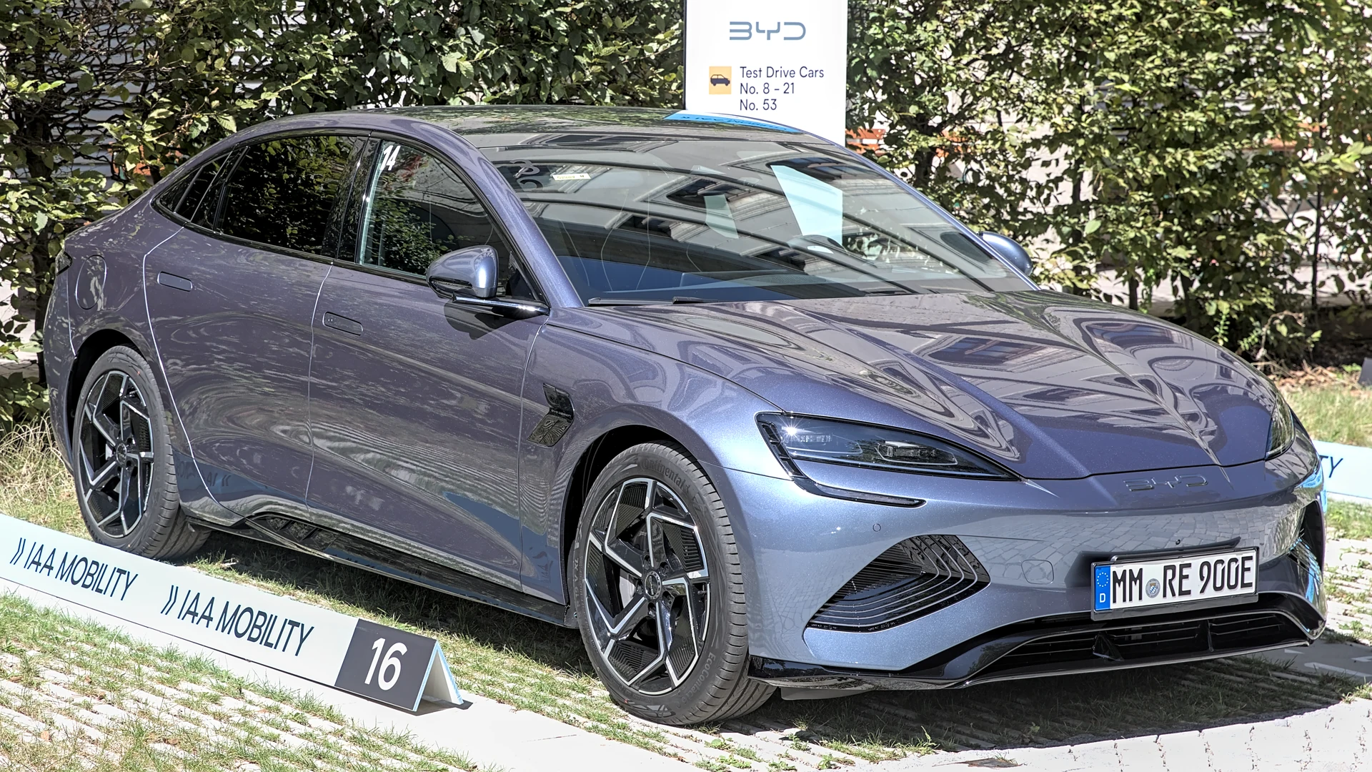 BYD Seal electric sedan front three-quarter view at IAA Mobility show