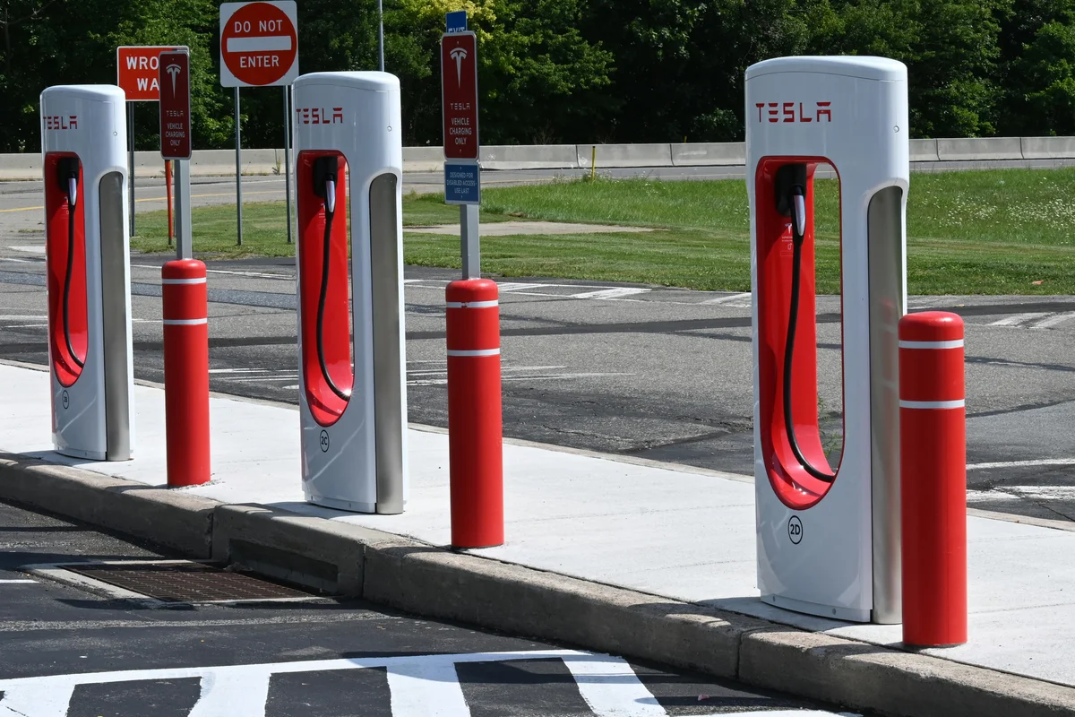 red and white gas station